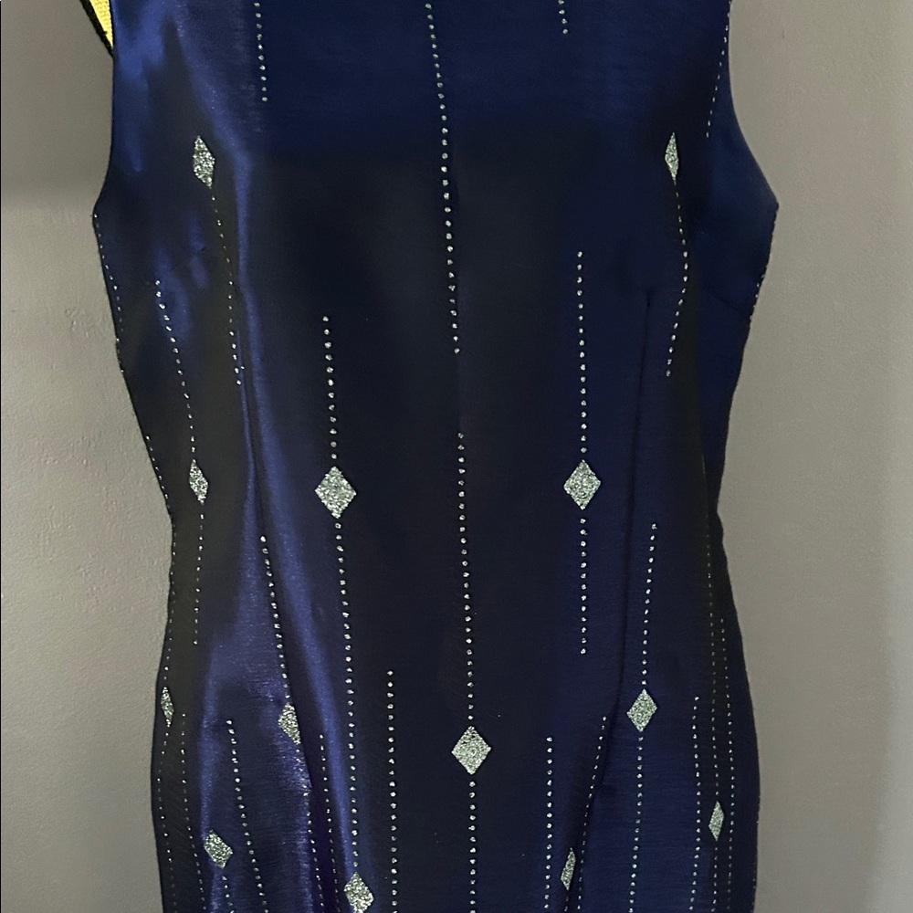 Elegant Navy Sleeveless Dress - Picture 5 of 16